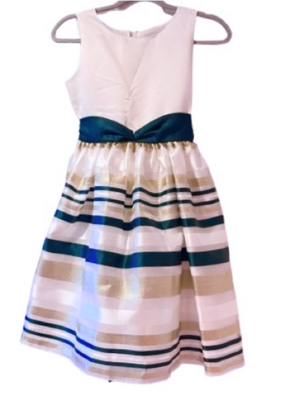 🆕-Rare Edition- Mikado Bodice Striped Metallic Dress. Size: 14